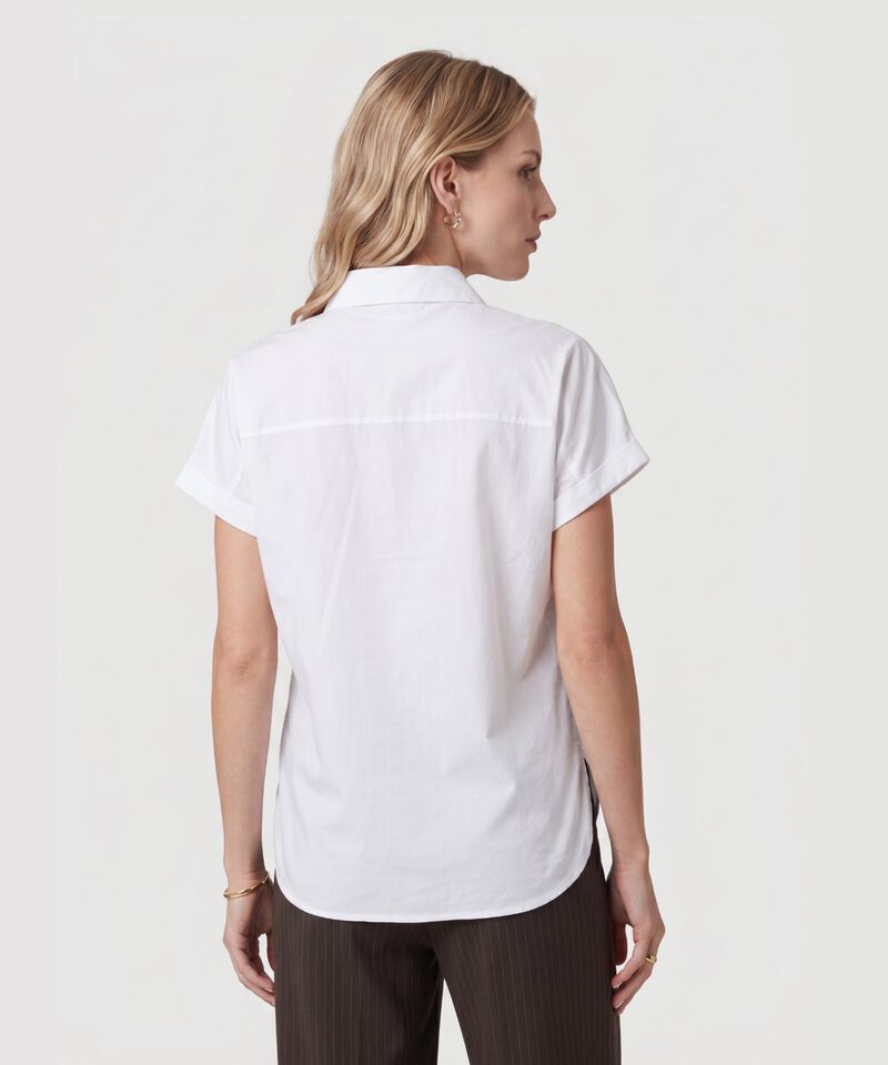 Camisa Unicolor De Manga Corta Para Mujer