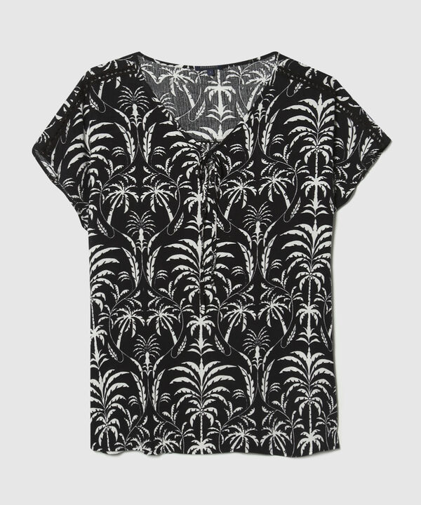 Blusa Manga Corta Corrida Estampada