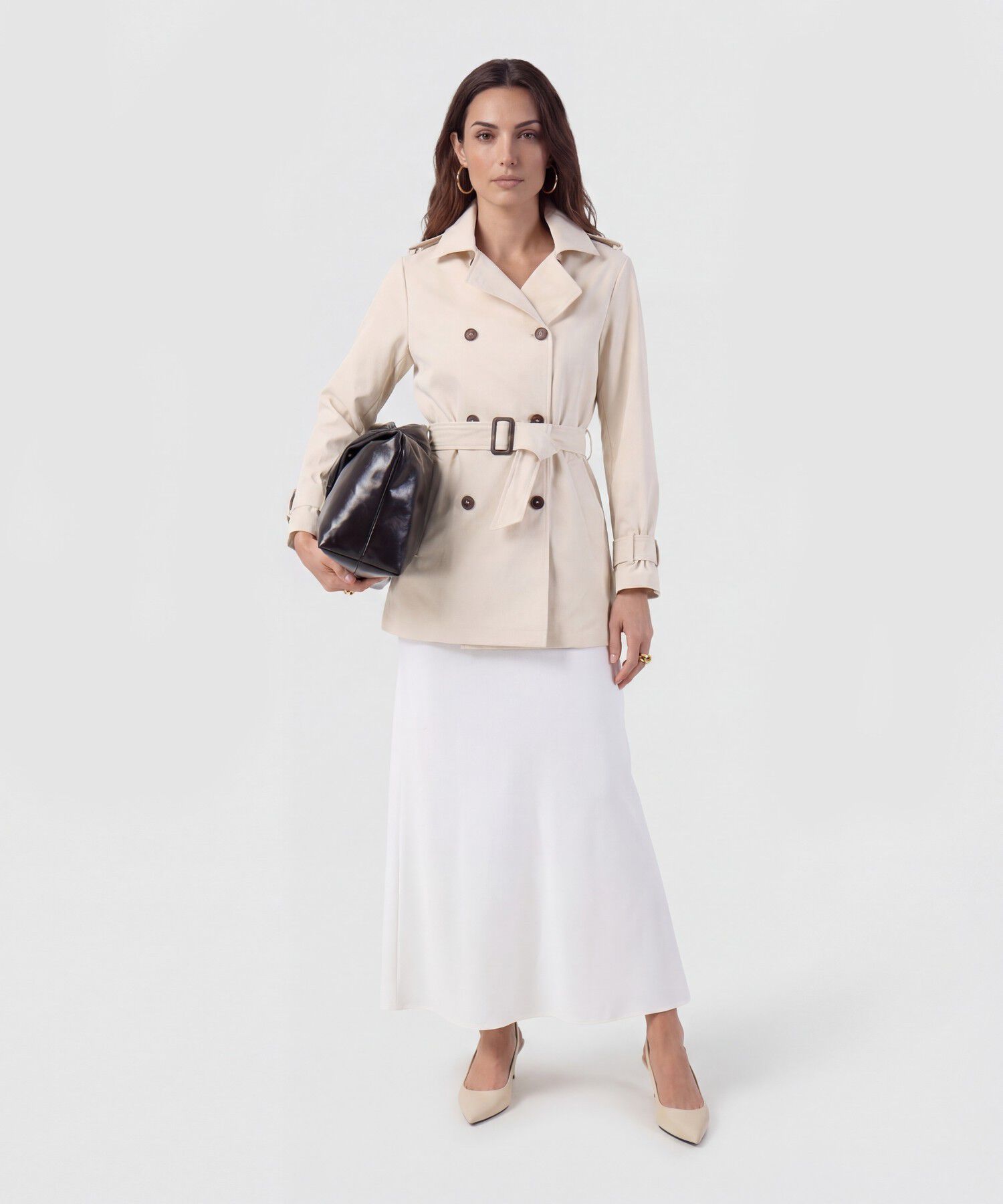 Chaqueta Trench Con Cintur&oacute;n Para Mujer