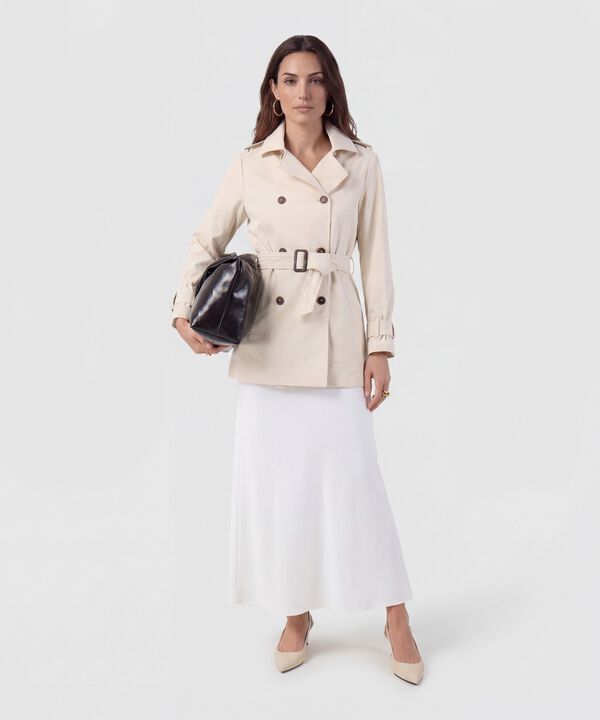 Chaqueta Trench Con Cintur&oacute;n Para Mujer