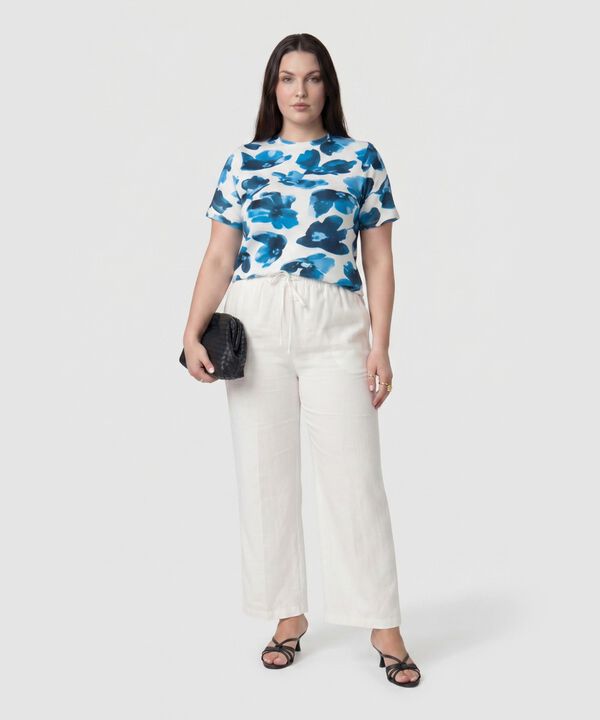 Camiseta Cuello Redondo Estampada Para Mujer Curvy