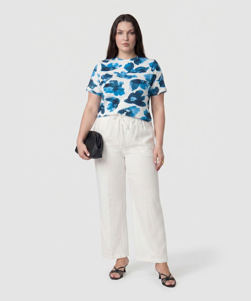 Camiseta Cuello Redondo Estampada Para Mujer Curvy