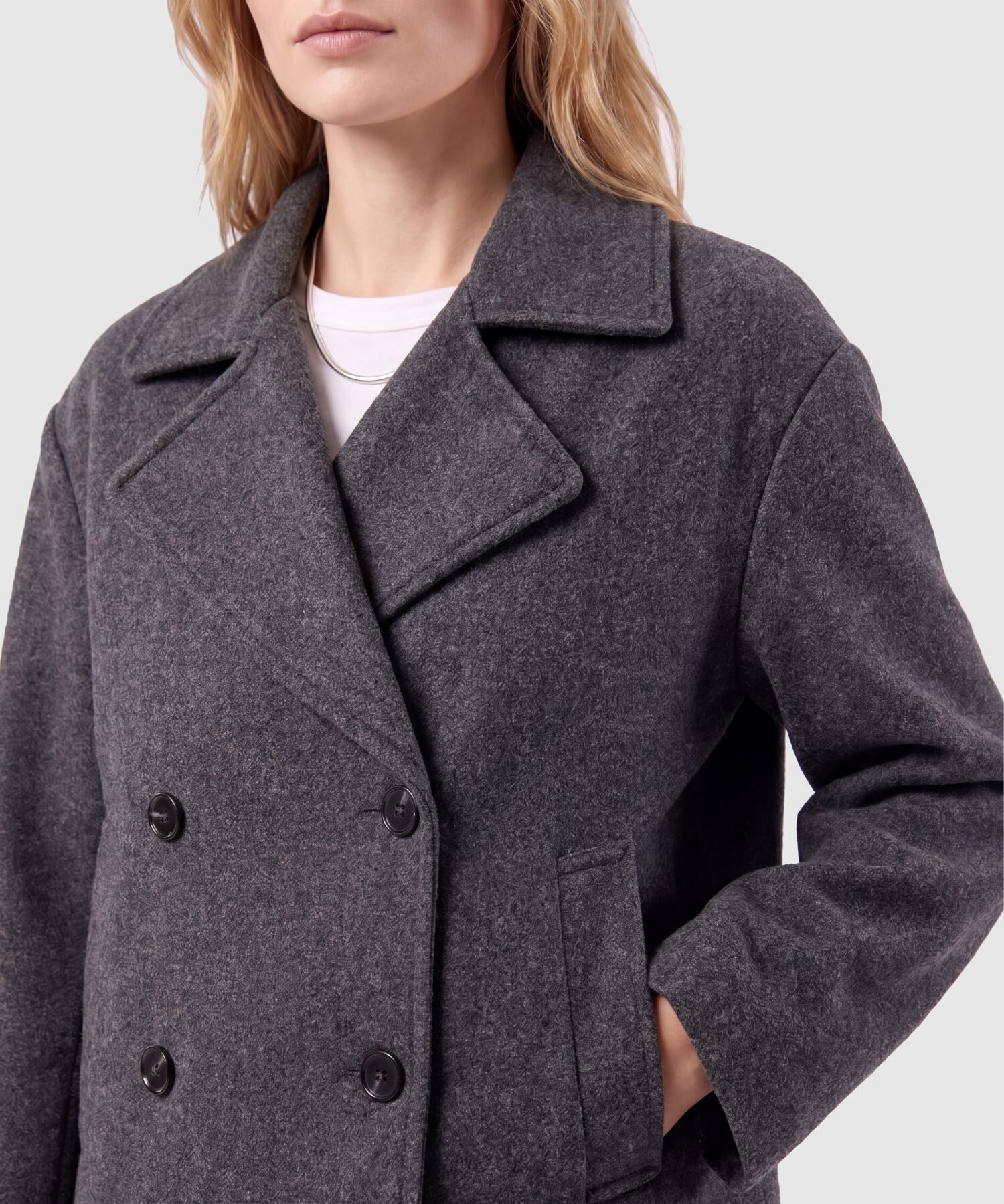 Chaqueta Cruzada De Corte Corto Para Mujer
