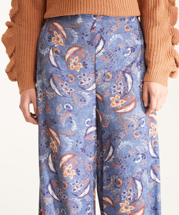 Pantalón Estampado Fluido Bota Ancha