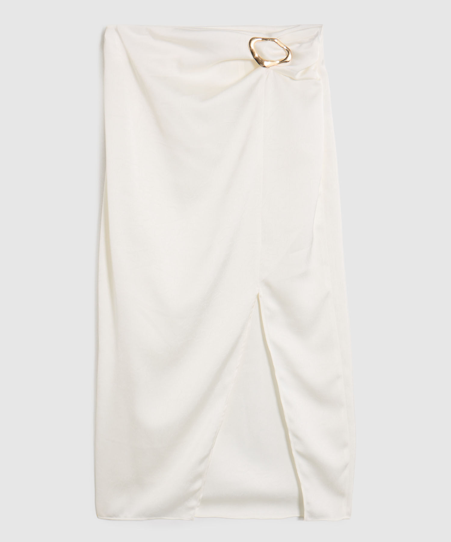 Falda Midi Unicolor Con Sesgo