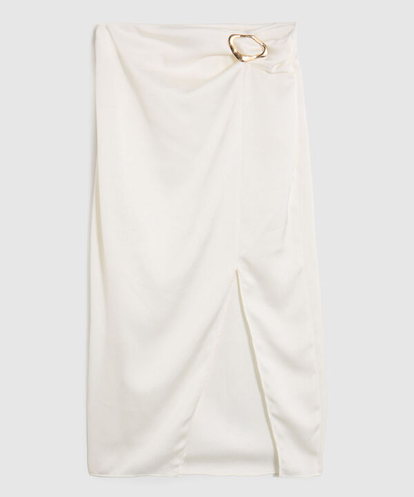 Falda Midi Unicolor Con Sesgo image number null