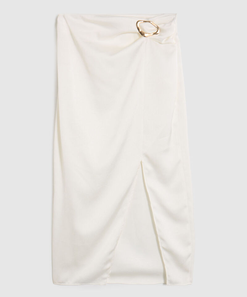 Falda Midi Unicolor Con Sesgo