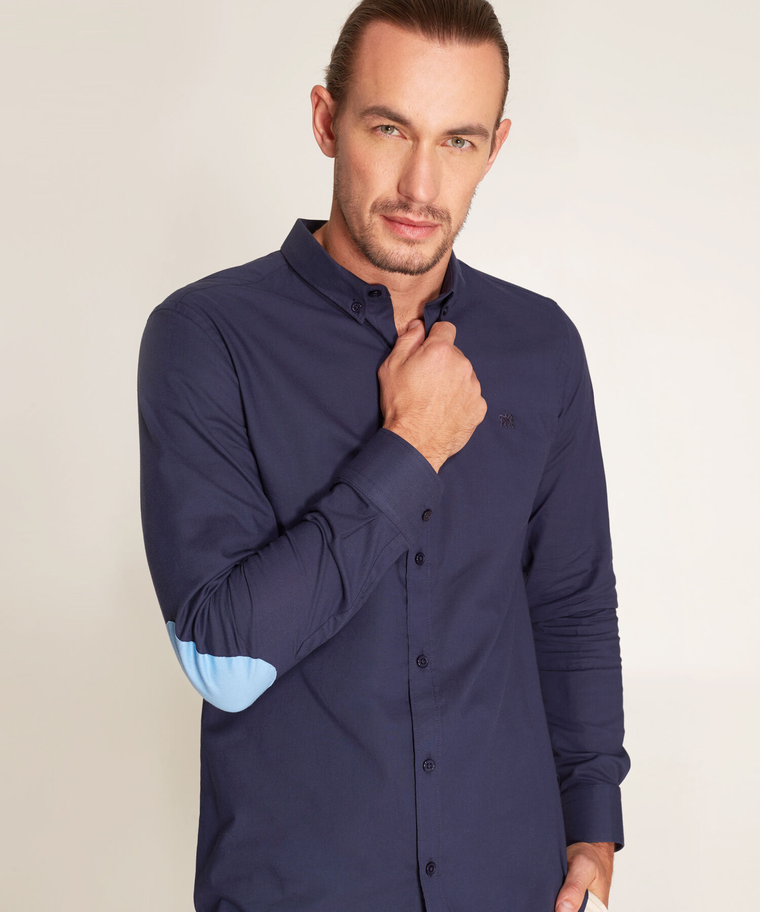 Camisa Manga Larga Con Coderas, Sin Bolsillo