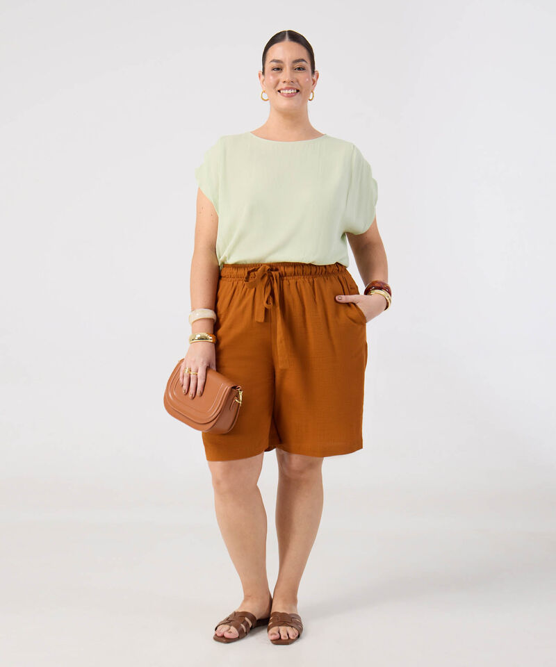 Blusa De Cuello Bote Y Manga Corta Mujer