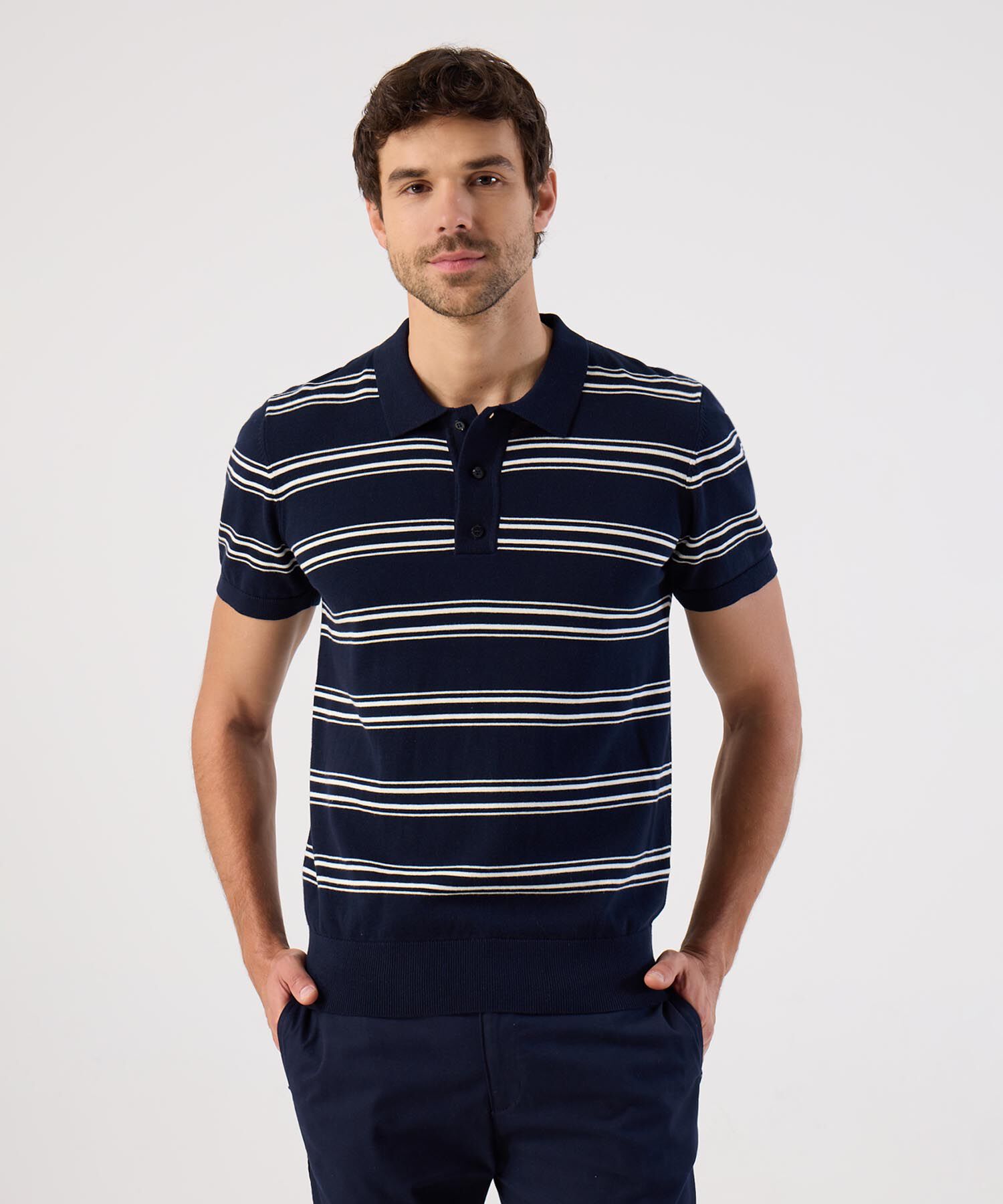 Polo De Punto A Rayas Para Hombre