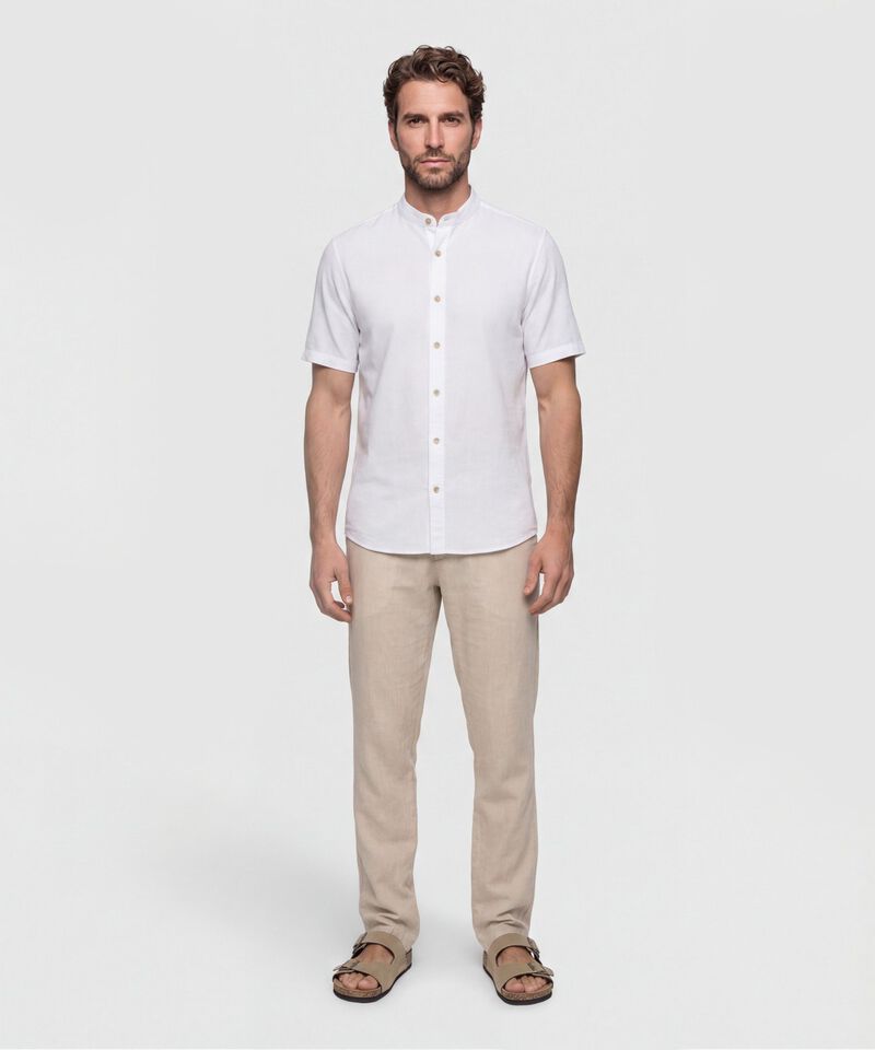 Camisa Hombre Manga Corta Cuello Mao