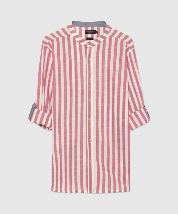 Camisa Manga Larga Cuello Mao Preteñido