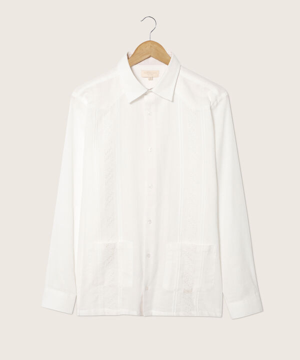Camisa Guayabera Manga Larga Con Bolsillo