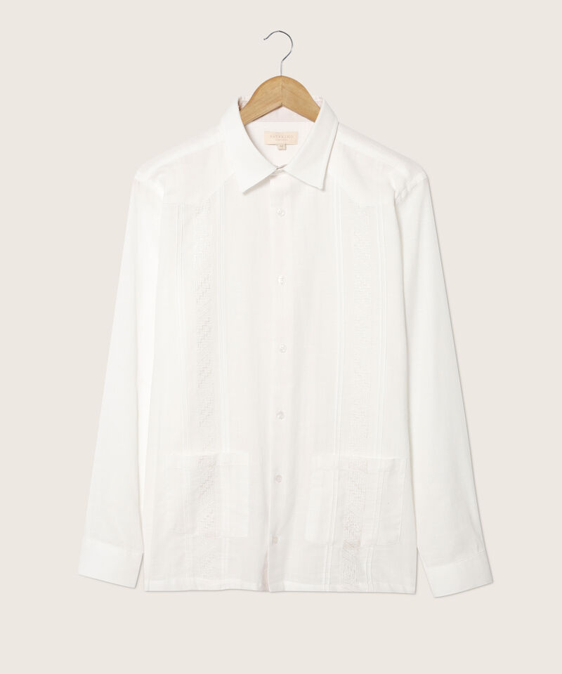 Camisa Guayabera Manga Larga Con Bolsillo