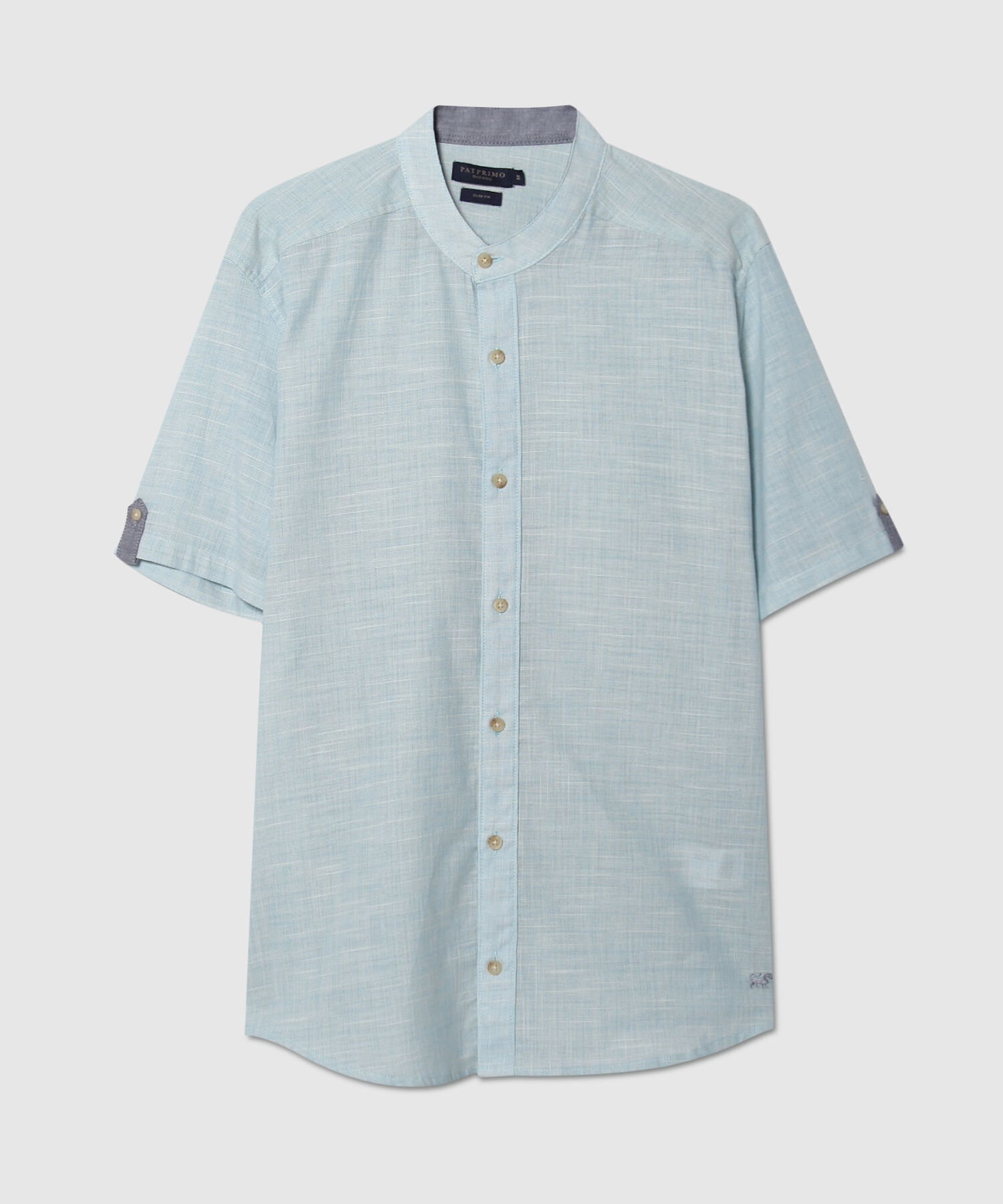 Camisa en Lino con Cuello Mao