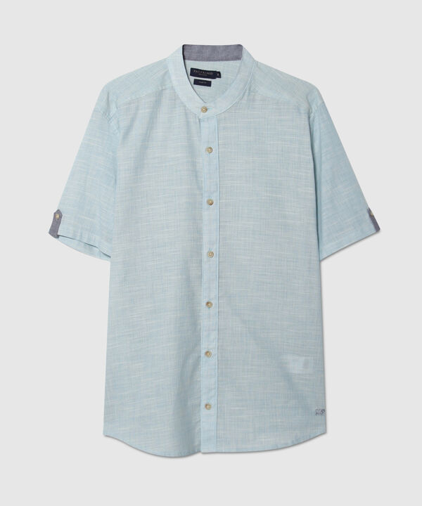 Camisa en Lino con Cuello Mao