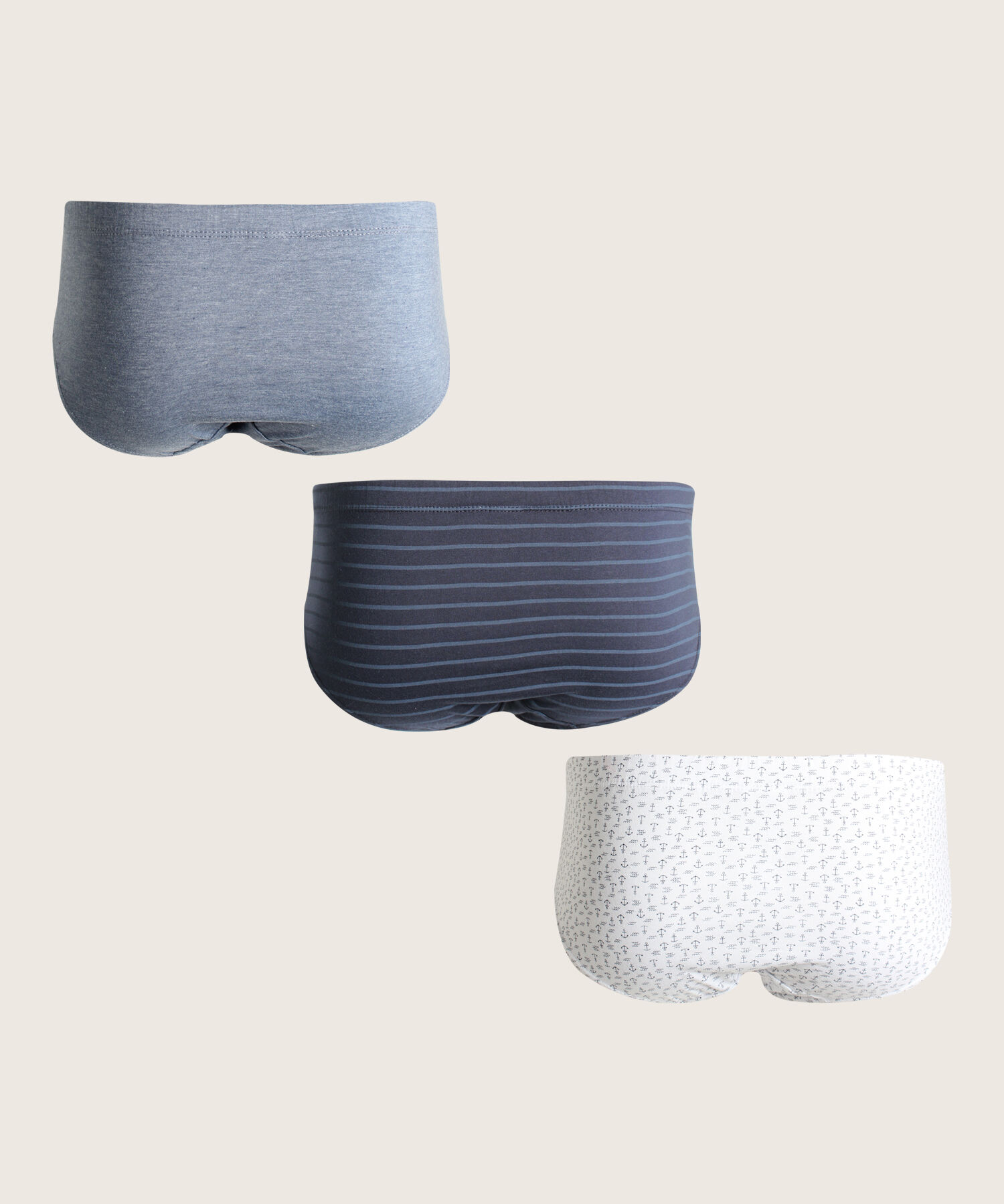 Pack X3 Calzoncillos Clasico Unicolor- Print Rayas- Mini Print