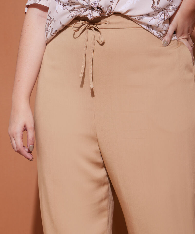 Pantalón Recto Unicolor con Cordón De Amarre