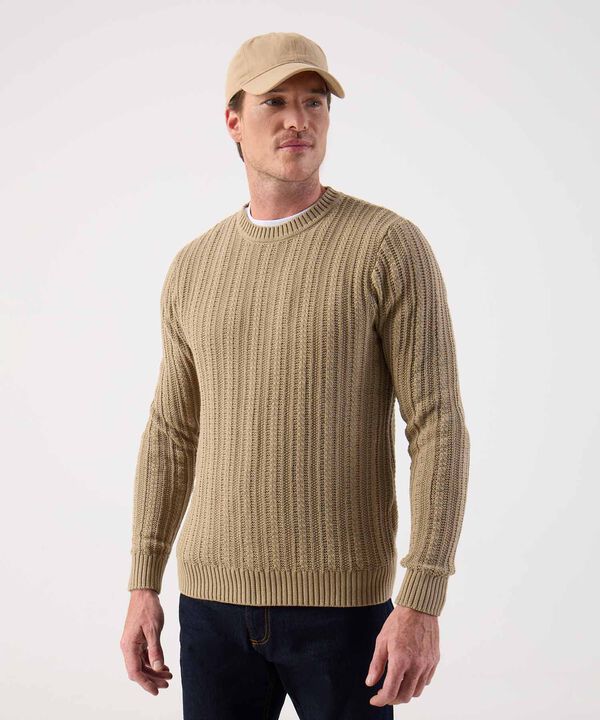 Suéter de Punto Grueso con Textura Acanalada Para Hombre image number null