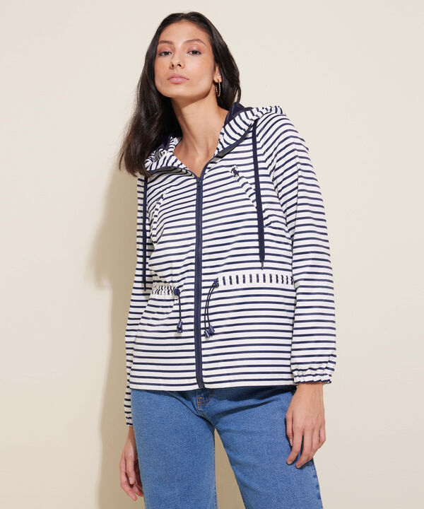 Chaqueta Manga Larga De Rayas Con Capota