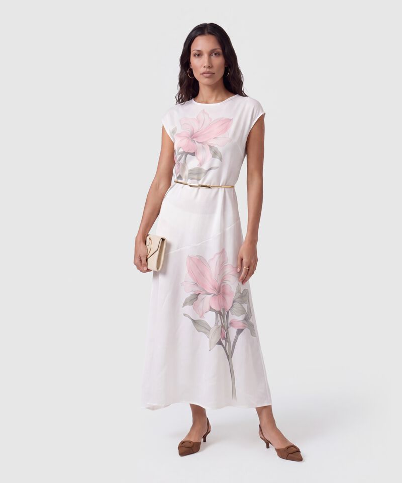 Vestido Largo Manga Rodada Para Mujer