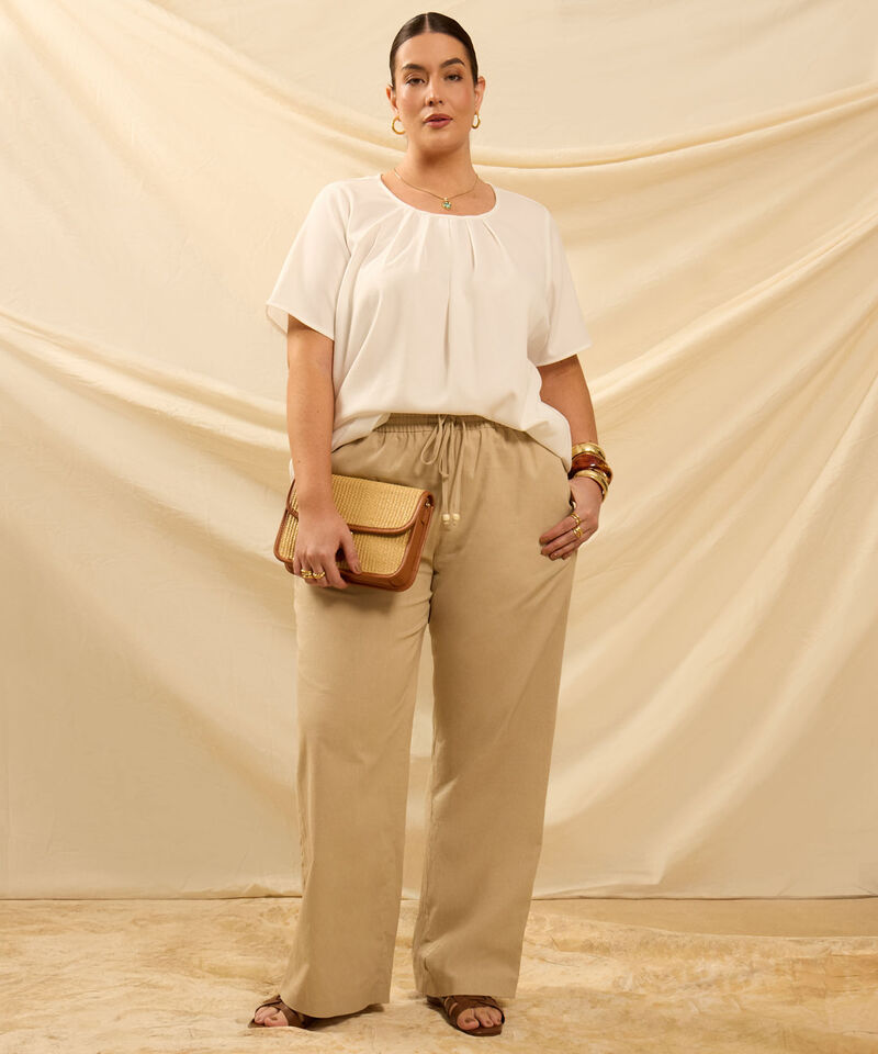 Pantal&oacute;n Fluido con El&aacute;stico y Cord&oacute;n Para Mujer Curvy