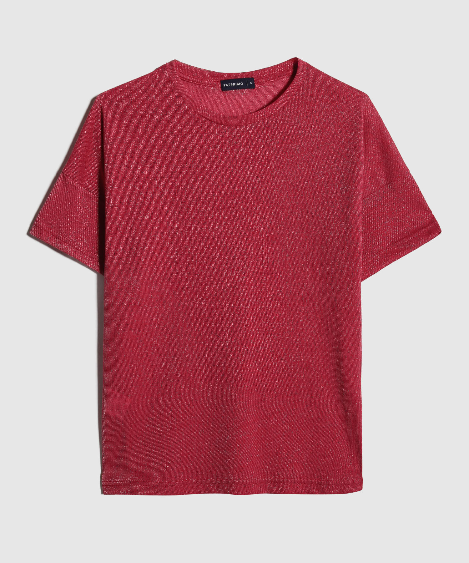 Camiseta Manga Corta Unicolor, Cuello Redondo, Silueta Amplia