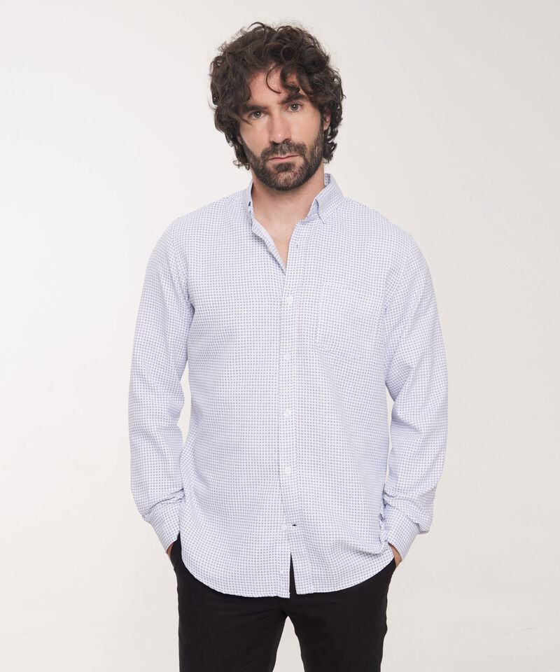 Camisa Corbatera Manga Larga Estampado Ceallo Button Down Regular