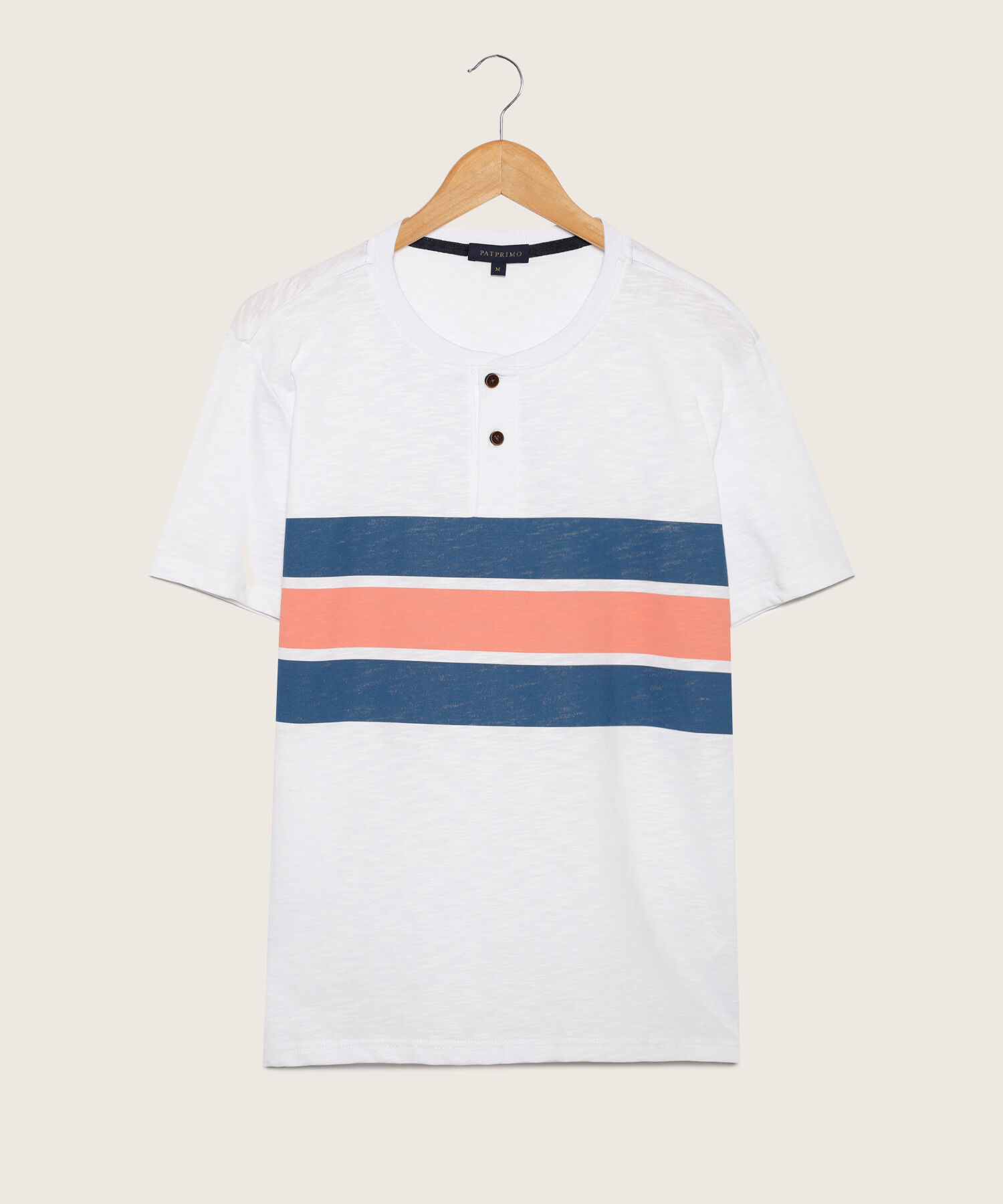 Camiseta Cuello Henley Estampada