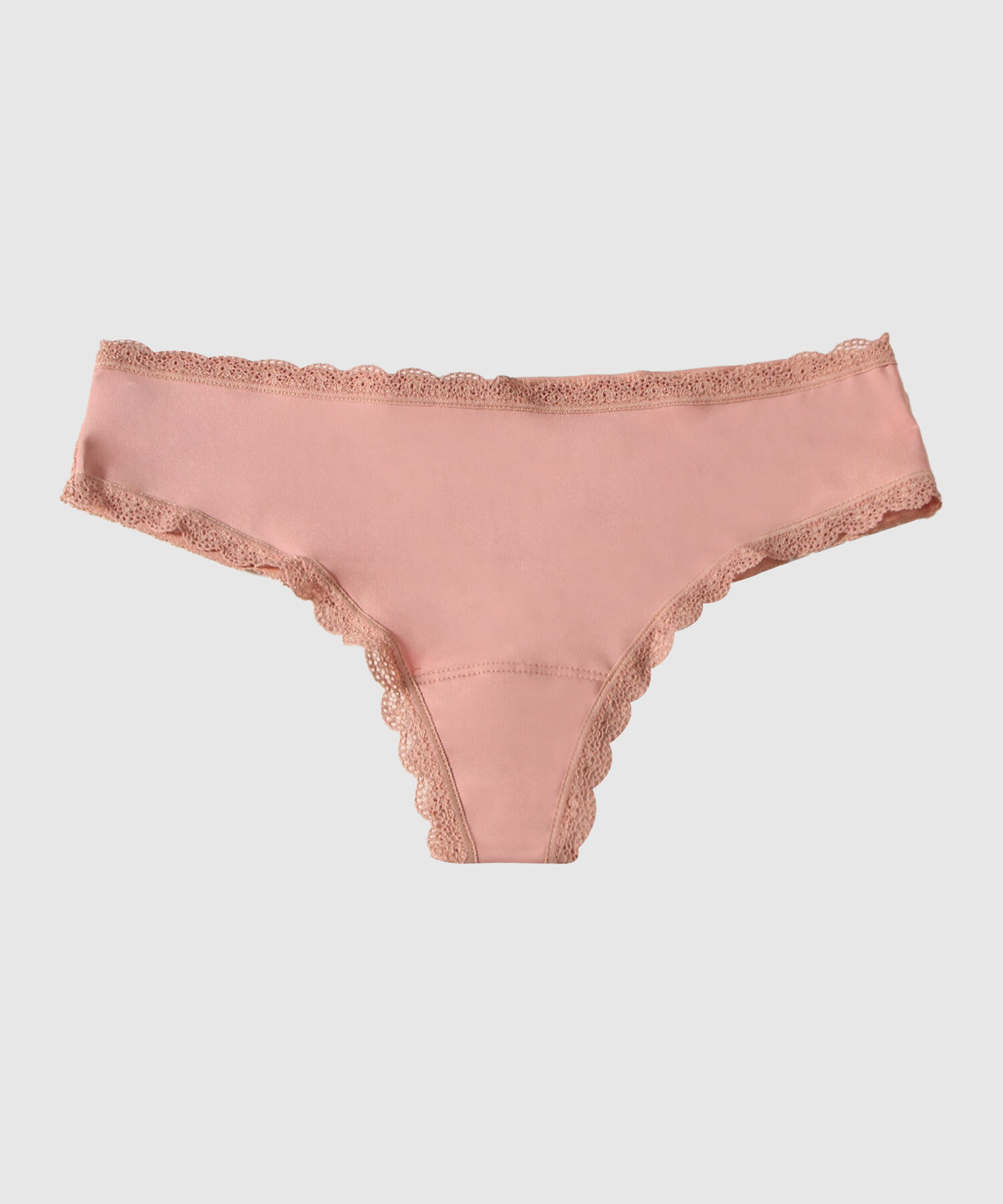 Panty Tipo Tanga Unicolor Con Encaje En Posterior Y Acabados