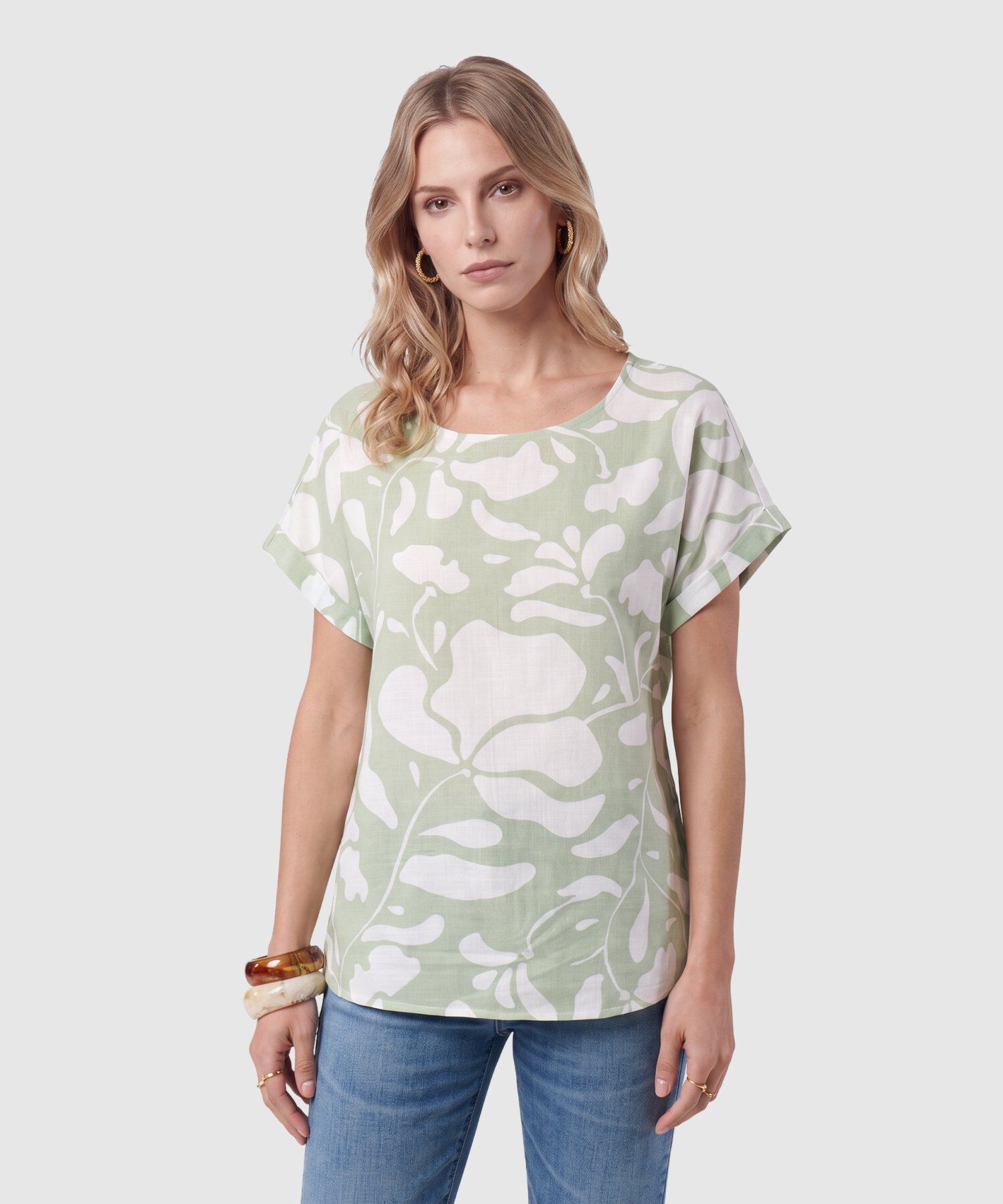 Blusa Manga Corta Dobladillo Para Mujer