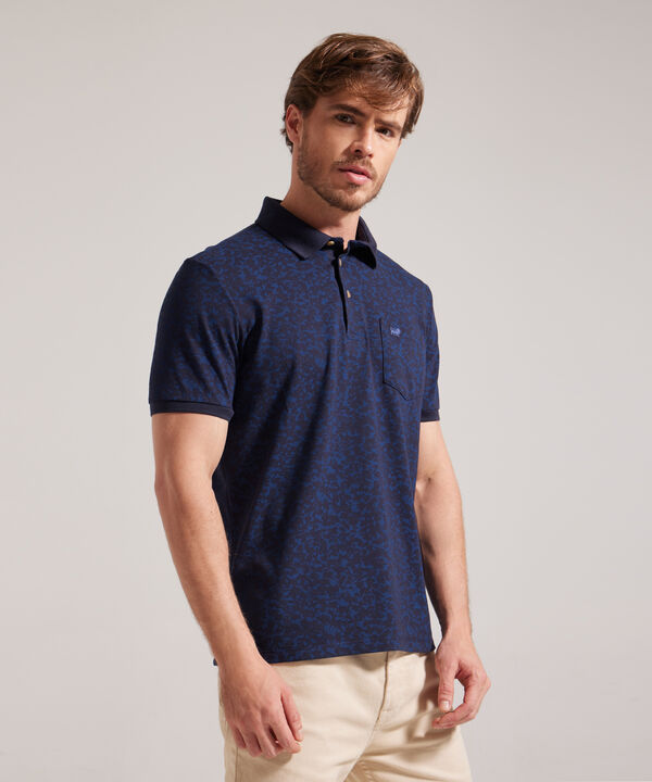 Polo Estampada, Cuello Y Puños Tejidos
