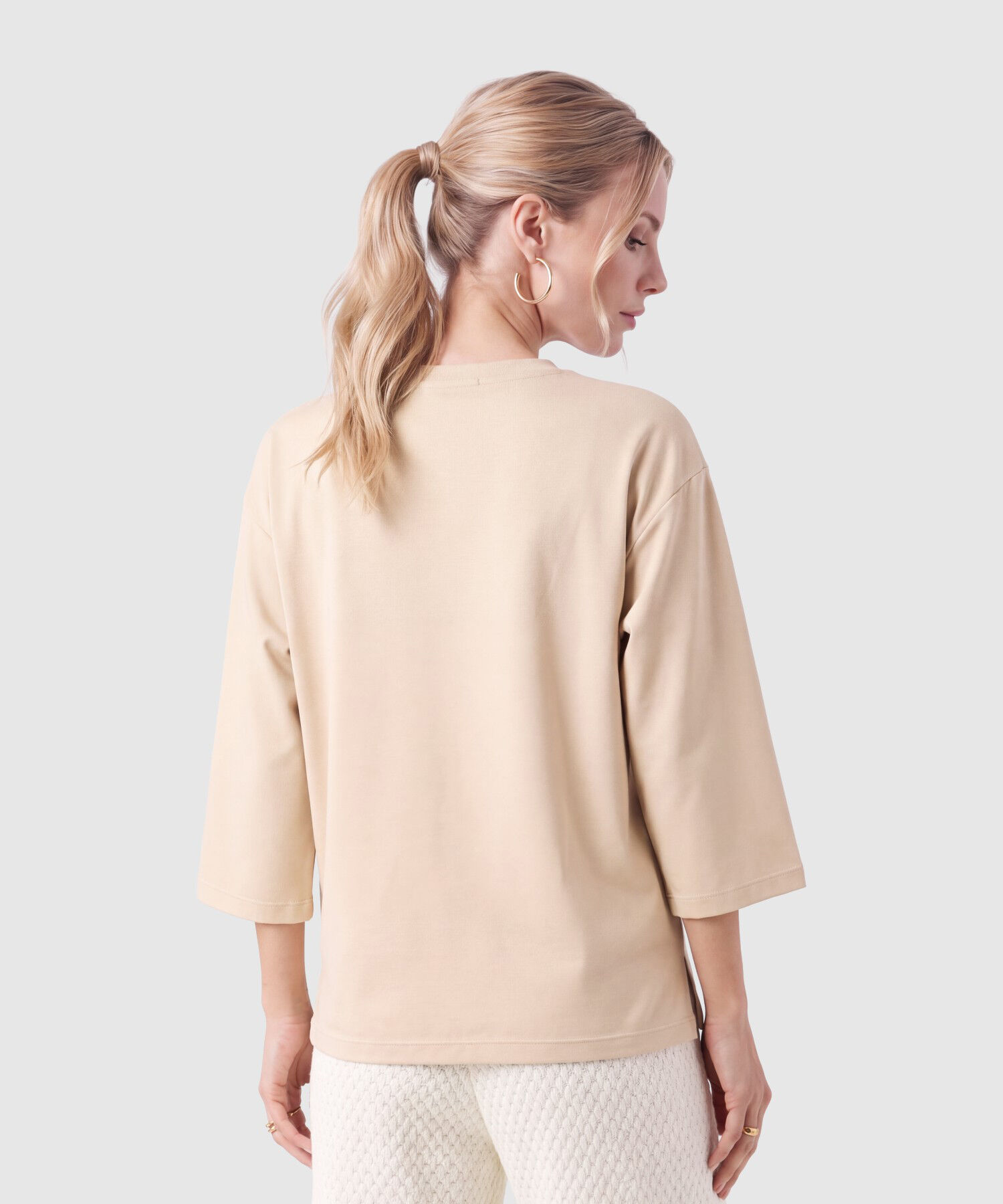 Camiseta Manga 3/4 Unicolor Para Mujer