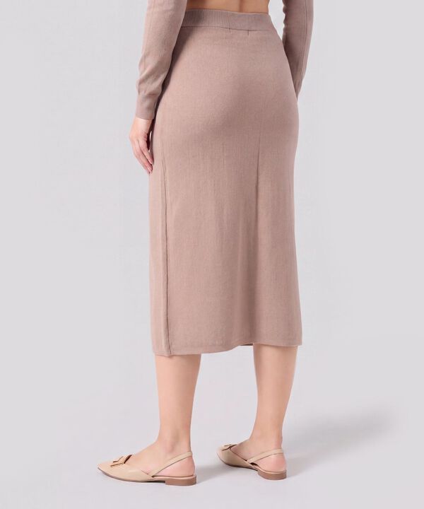 Falda Midi De Punto Con Pretina El&aacute;stica Mujer