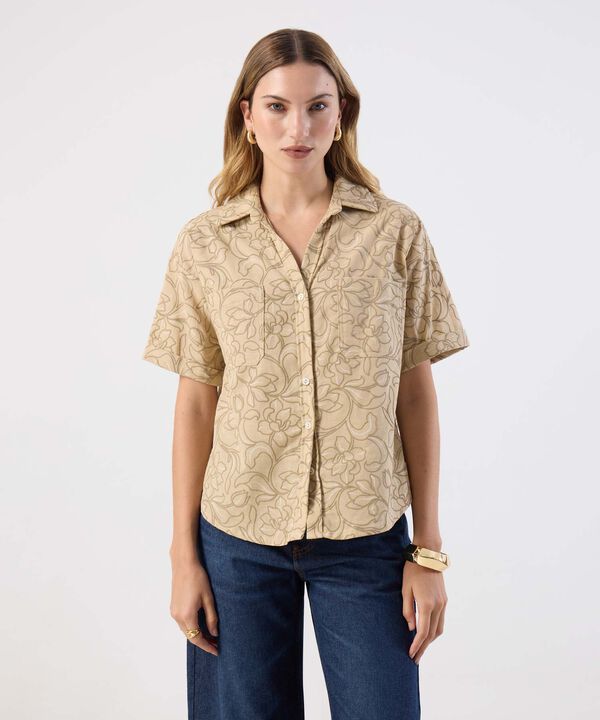 Camisa Con Cierre Frontal Y Solapa Para Mujer image number null