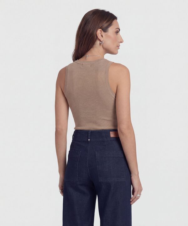 Camiseta de Punto Sin Mangas para Mujer