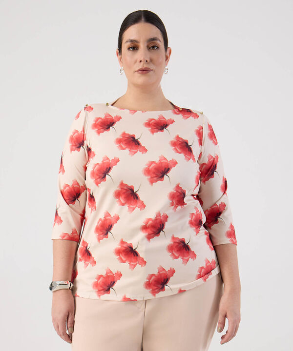 Blusa de Manga 3/4 con Botones Para Mujer Curvy image number null