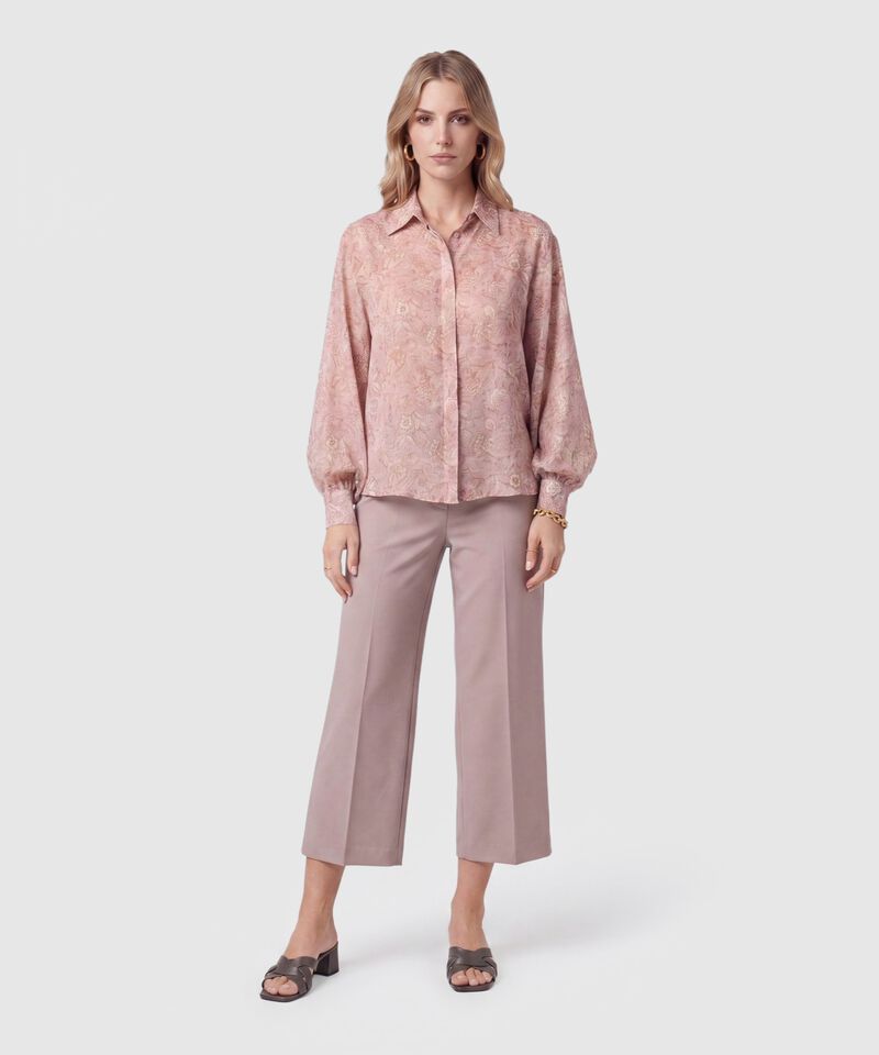 Camisa Manga Abullonada Estampada Mujer