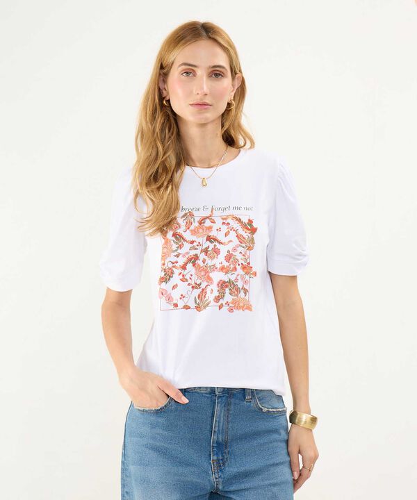 Camiseta Estampada con Ruche image number null