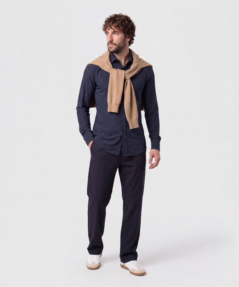 Camisa Slim Fit De Punto Antiarrugas