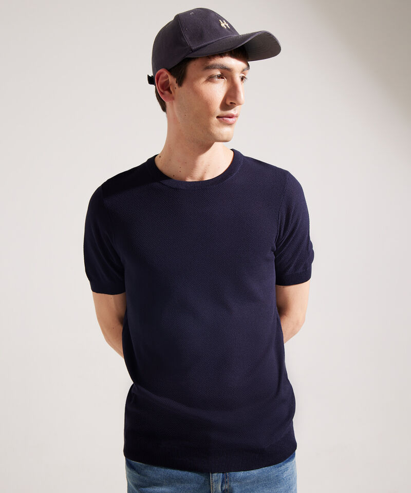 Camiseta Manga Corta Escote Redondo Tejida