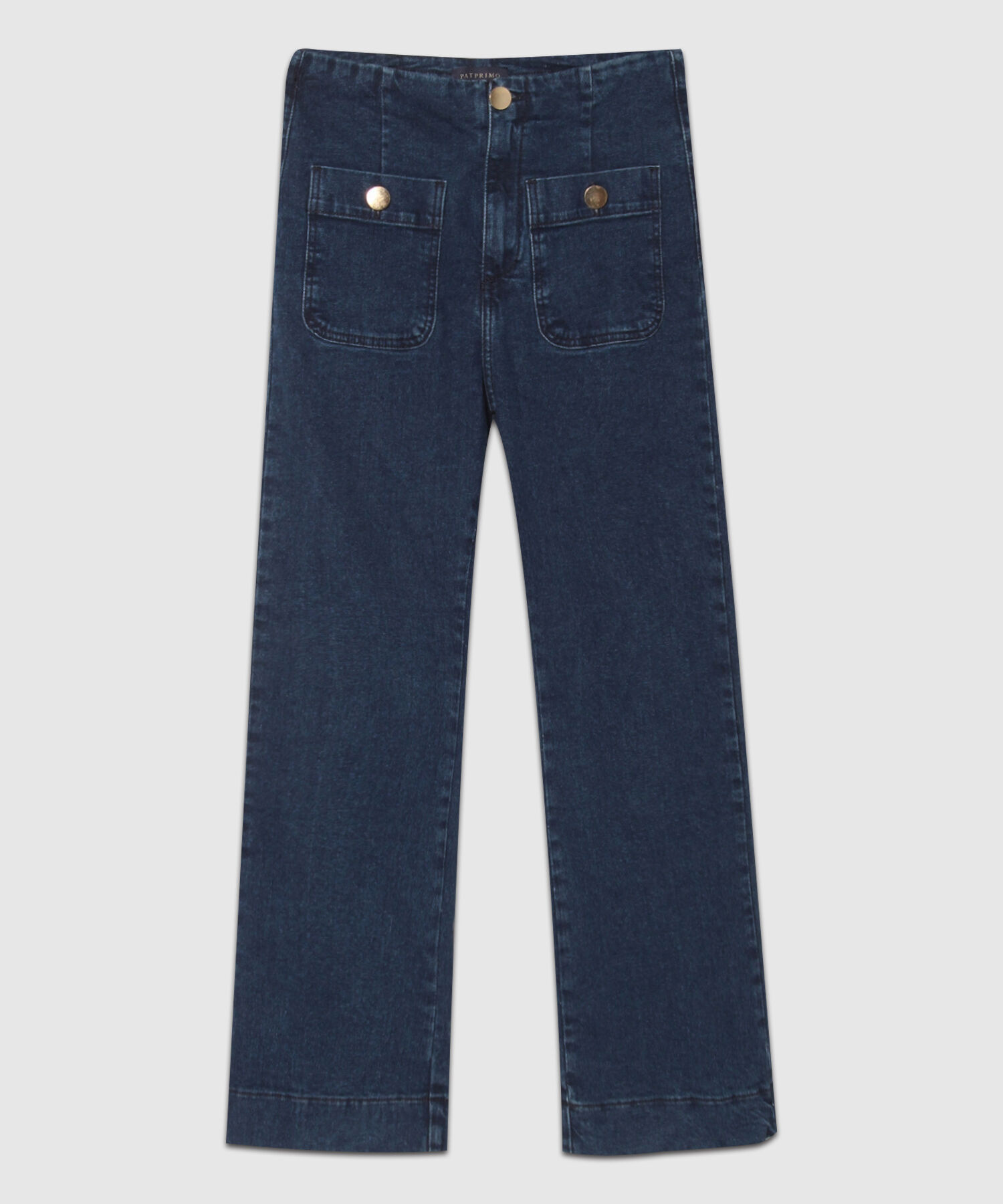 Jean Cropped Flare Tono Azul Oscuro