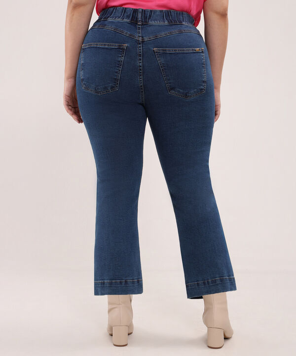 Jean Cropped Flare Tono Azul Medio