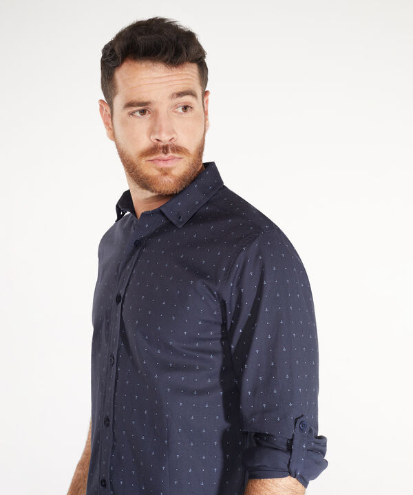 Camisa Manga Larga Estampada Cuello Camisero