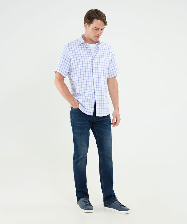 Camisa Manga Corta Con Bolsillo Cuadros Pequeños Para Hombre image number null