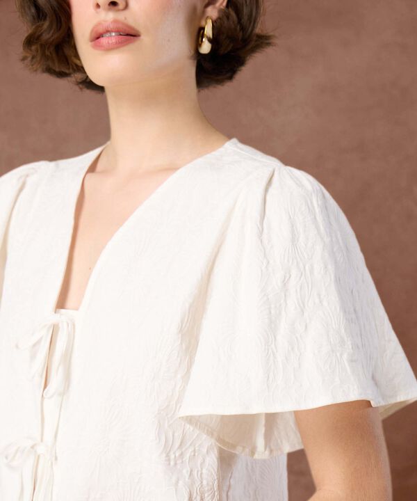 Blusa con Escote V y Cierre de Lazos Para Mujer image number null