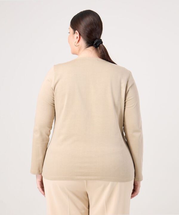 Camiseta Manga Larga Drapeada Para Mujer Curvy