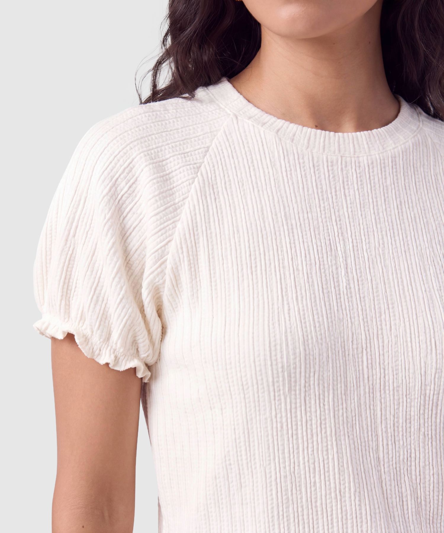 Camiseta Manga Abullonada Para Mujer