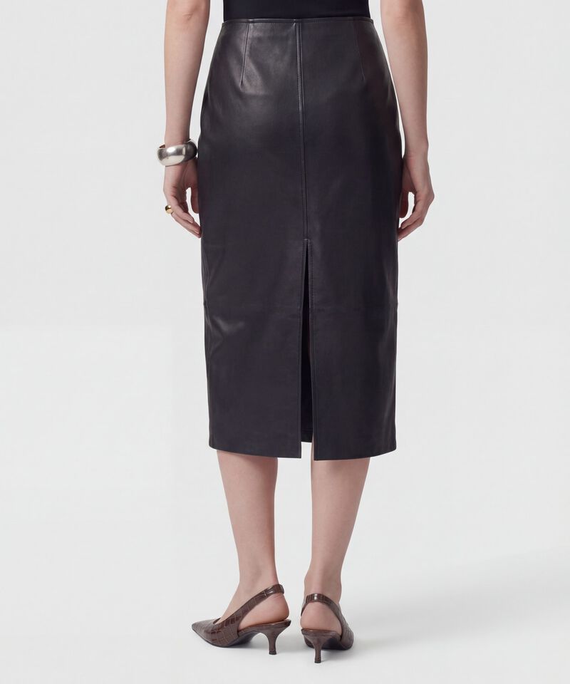 Falda Midi En Efecto Cuero