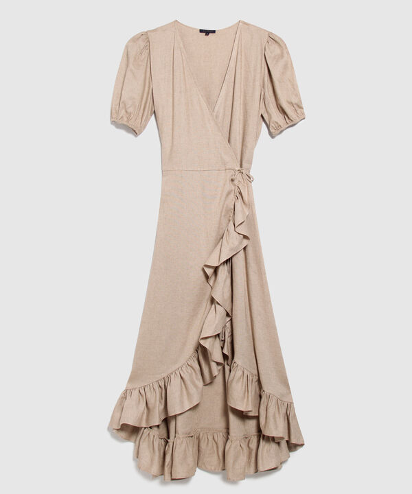 Vestido Unicolor Manga Bombacha